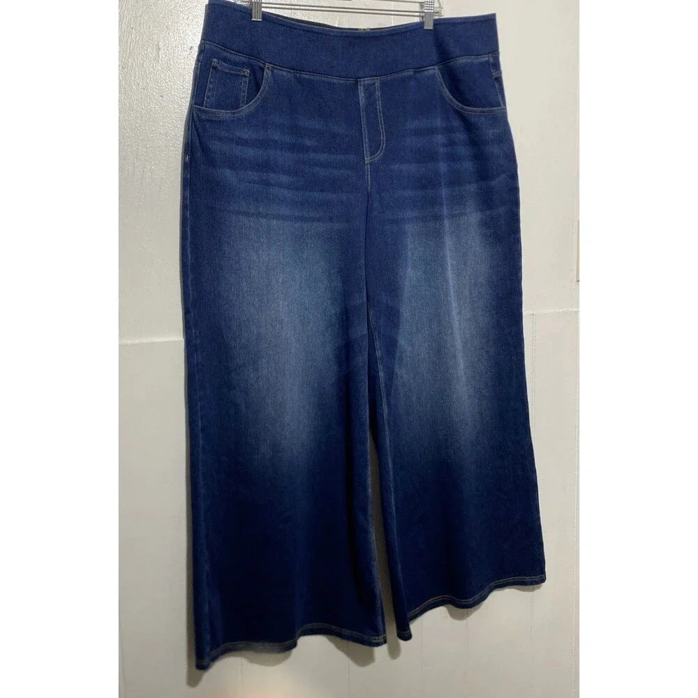Halara Flex Denim Jeans Womens 2X Blue Medium Wash Relaxed Wide Leg Stretch Plus